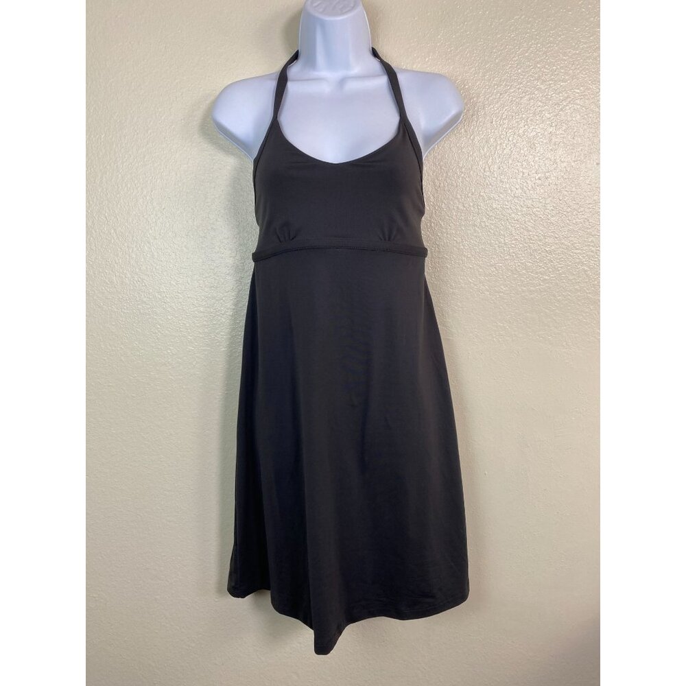 Patagonia Black Halter Dress Women size XS Outdoor Casual Back Strappy Lace Up
